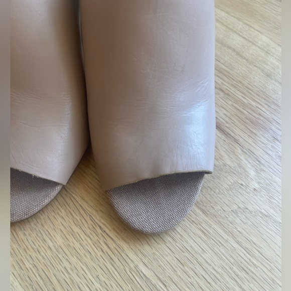 H by Halston Sand Nude Leather Kendra Open Toe Mule Heel - Picture 3 of 7